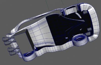 创意人字拖造型汽车maya模型素模,半成品