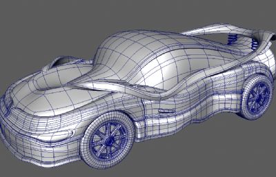 创意人字拖造型汽车maya模型素模,半成品