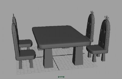 卡通餐桌,餐椅maya模型