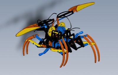 带翅膀的爬行类机器昆虫STP格式模型