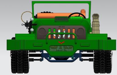 五菱拖拉机军战车玩具模型,STP格式
