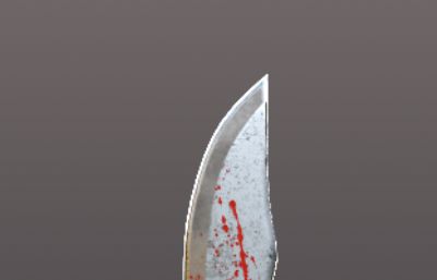 带血迹的砍刀大刀3D模型