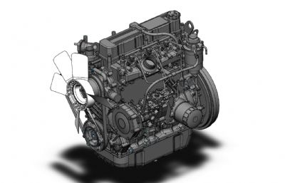 4缸发动机模型Solidworks设计数模图纸