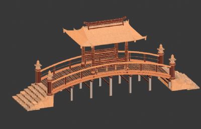 古建桥,风雨桥3D模型素模