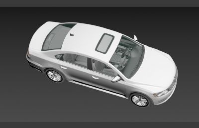 新款大众帕萨特汽车3D模型,带内饰