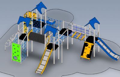 攀爬网,滑梯等室外儿童游乐设施Solidworks设计模型