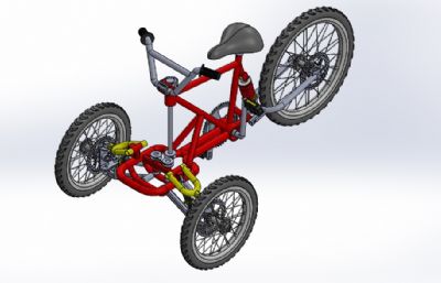 倒骑驴三轮自行车Solidworks设计模型