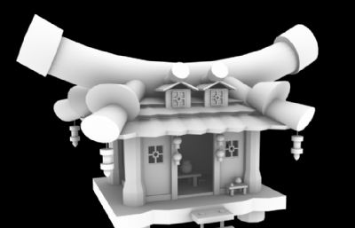 中式风格的卡通小房子maya模型