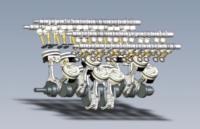 V12发动机曲柄活塞结构STP格式模型