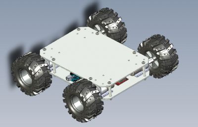 四轮移四驱动机器人小车玩具STEP格式模型