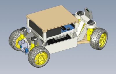 后置后驱小车玩具STEP格式模型