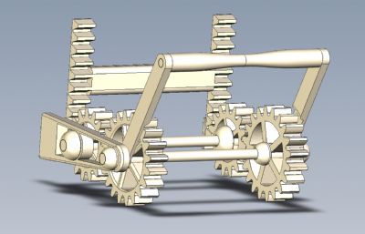 一个木制的齿轮结构开关STEP格式模型