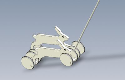 奔跑的兔子-木制手工玩具模型,SKP,IGS等格式