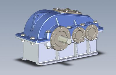 二级圆柱直齿轮减速箱IGS格式图纸模型