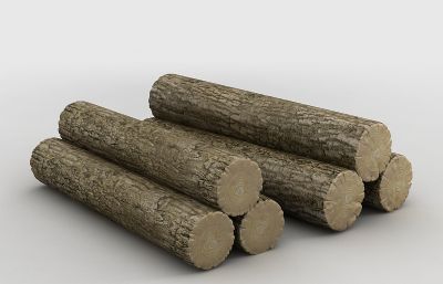 写实伐木场原木,木头堆3D模型