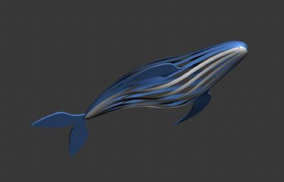 镂空鲸鱼雕塑3D模型,