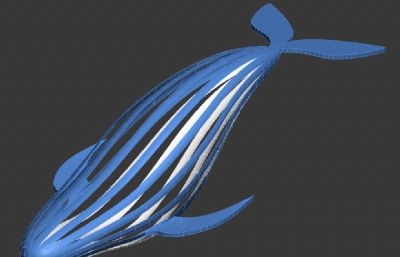镂空鲸鱼雕塑3D模型,