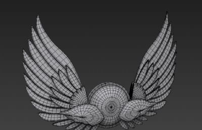 卡通翅膀,墙面挂饰3D模型白模