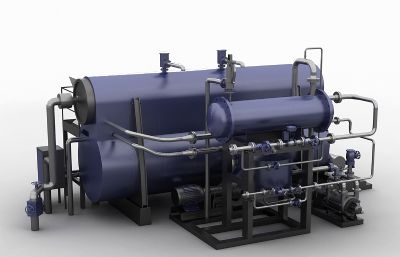 氯化锅炉,蒸汽锅炉,燃气锅炉化工类设备3D模型