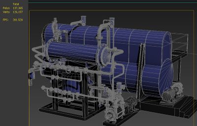氯化锅炉,蒸汽锅炉,燃气锅炉化工类设备3D模型