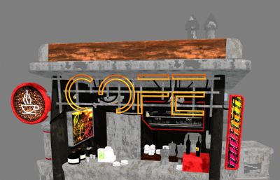 老街咖啡馆,咖啡店,饮料店maya模型,MB,FBX格式(网盘下载)