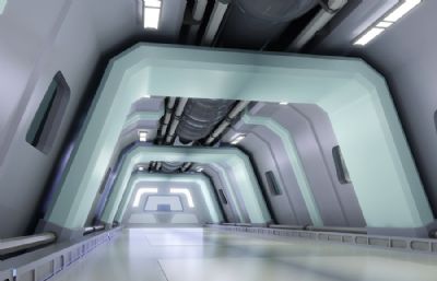 太空长廊,科幻走廊,过道3D模型