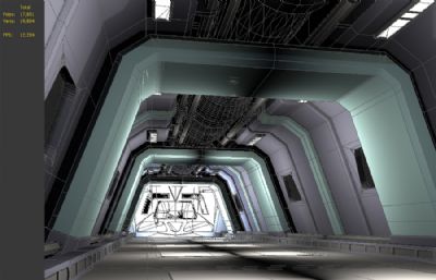 太空长廊,科幻走廊,过道3D模型