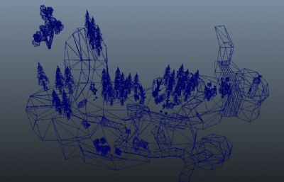 低面卡通山野树林maya模型,MB,FBX文件