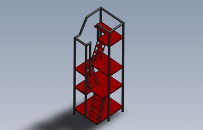 钢架焊接楼梯Solidworks设计图纸模型