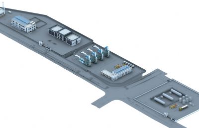 瓦斯发电站,发电厂3D模型