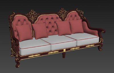 红木三人沙发3D模型