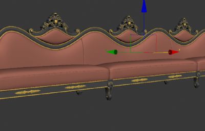 真皮长条沙发3D模型