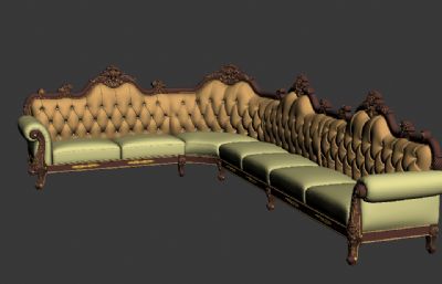 客厅转角沙发,一体沙发3D模型