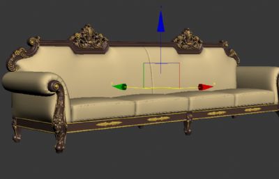 四人真皮沙发,皮质沙发3D模型