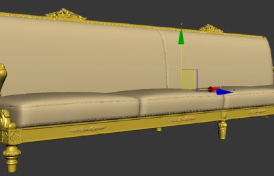 长款金色镶边沙发3D模型