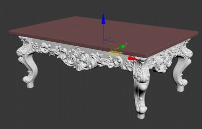 雕花方桌,桌子3D模型