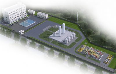 天然气调配储备门站及设备场景3D模型