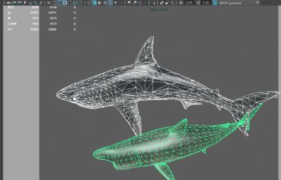 六鳃鲨,大白鲨,虎鲨maya模型,有maya,fbx,obj格式文件,有摆尾动画