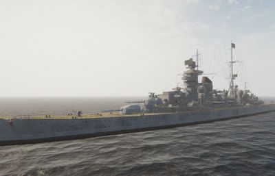 欧根亲王号重型巡洋舰模型,fbx,blend格式文件