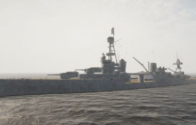 北安普敦号重巡洋舰模型,fbx,blend格式文件