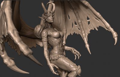 炫酷的女版恶魔猎手摆件模型,15个STL文件,可3D打印