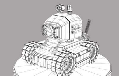 小型坦克maya模型中模OBJ格式文件