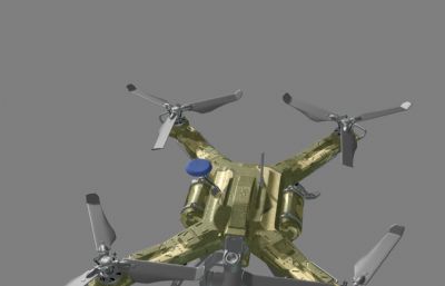 四翼军用侦察无人机maya模型,mb,fbx,obj格式(网盘下载)