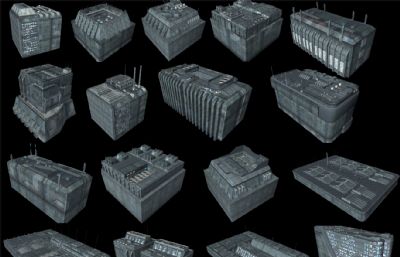 20个未来战争堡垒,基地游戏场景建筑C4D模型
