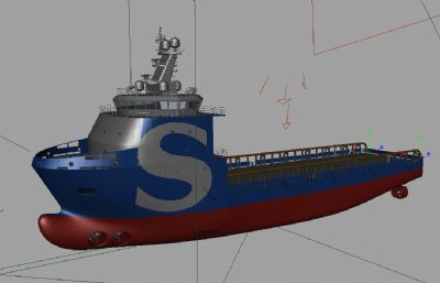 海上工程船,补给船,救援船maya模型