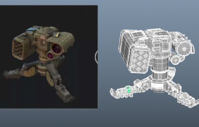 未来战争科幻炮塔OBJ模型素模