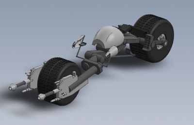 很具创意的未来概念大轮摩托车Solidworks设计图纸模型