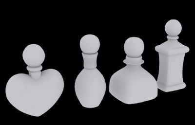 四种香水瓶3D模型白模