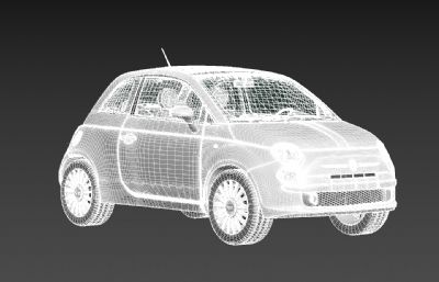 FIAT菲亚特500汽车3D模型,MAX,FBX两种格式