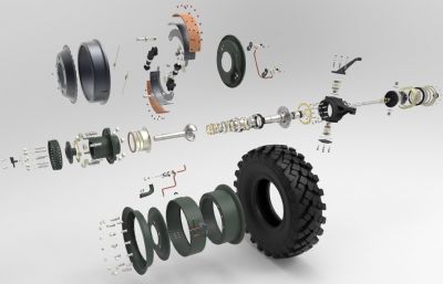 汽车前轮轮毂轮胎剖析结构图纸模型,STEP格式(百度网盘下载）